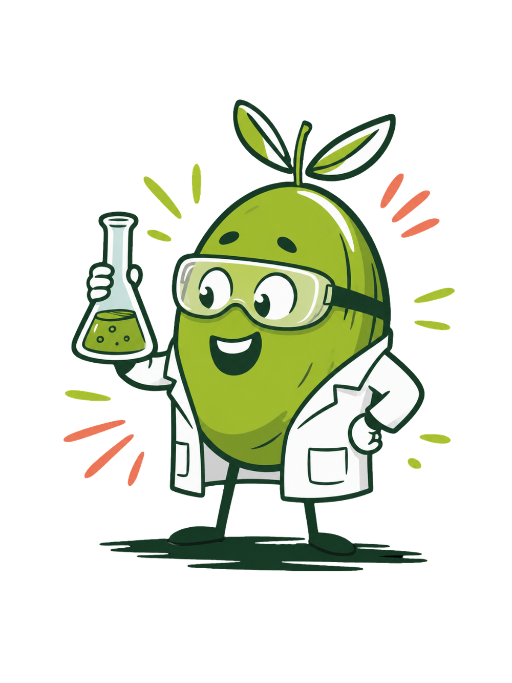 CLYR olive scientist holding a flask